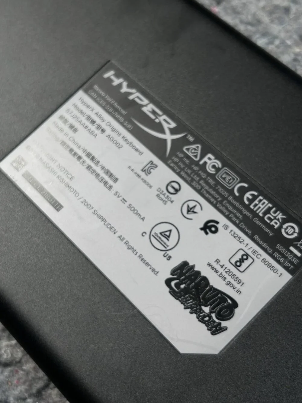 HyperX Alloy Origins Mechanical Gaming Keyboard Naruto Shippuden Edition